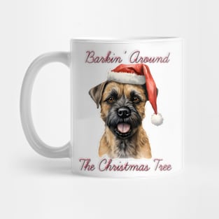 Christmas Border Terrier Dog in Santa Hat Mug